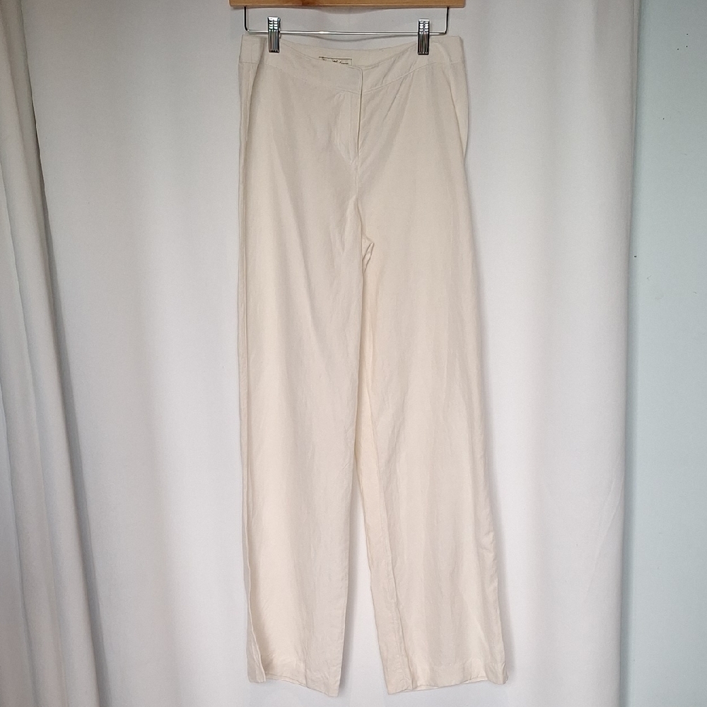 Tommy Bahama White Silk-Linen Blend Wide Leg Pants Size 4